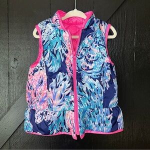 Lilly Pulitzer Girl’s Melanie Prosecco Pink Reversible Peplum Quilted Vest XS